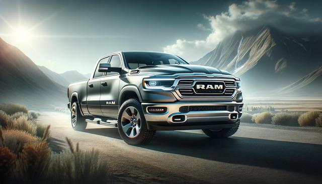 A pickup truck on a scenic mountain road at sunrise.