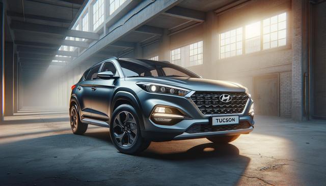 A sleek SUV parked in a sunlit industrial space with large windows.