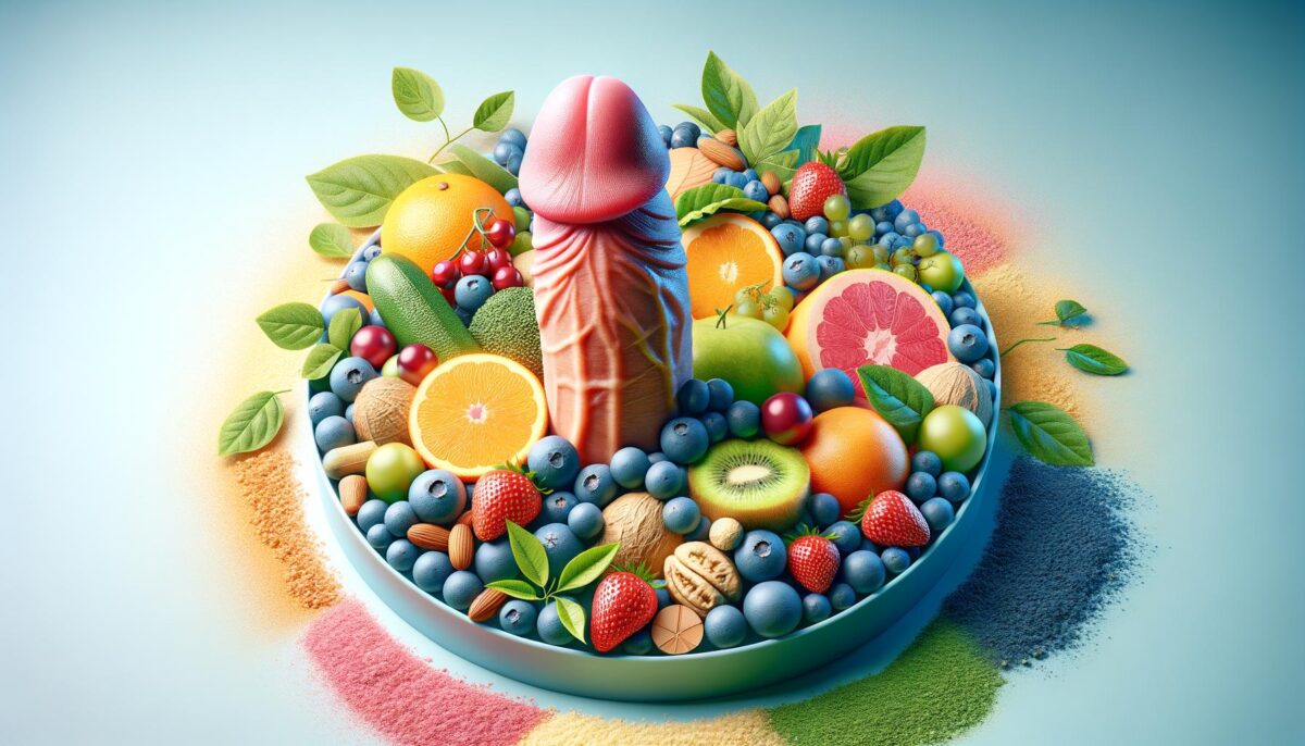 A variety of fruits and nuts with leaves arranged on a plate in a colorful display.
